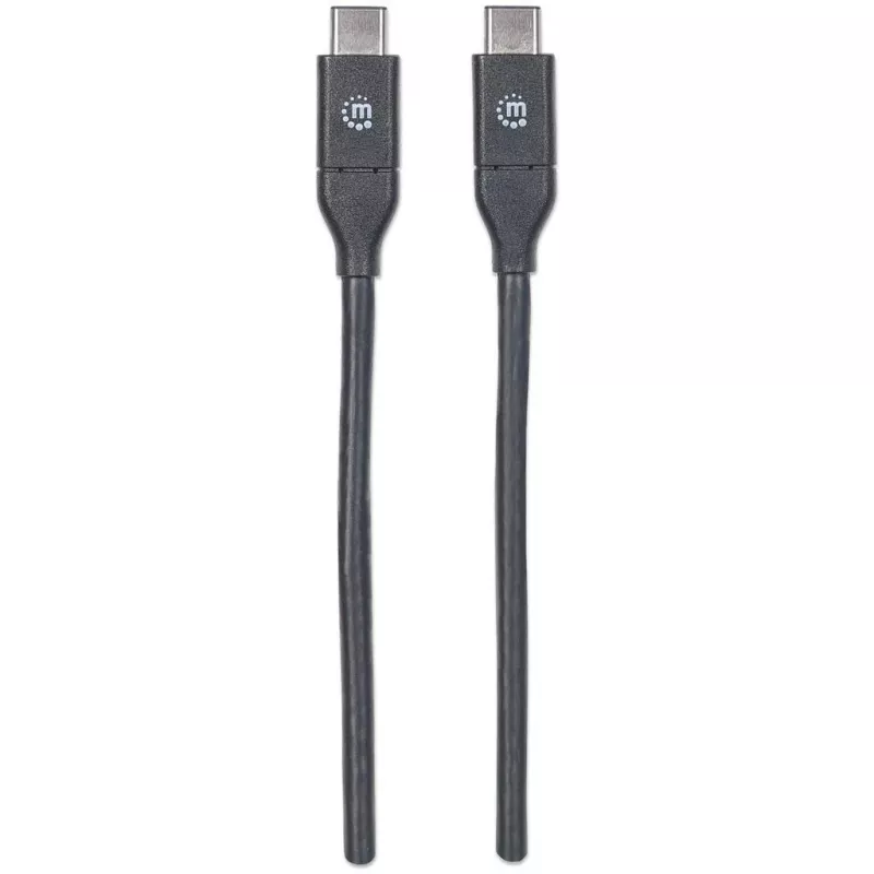 Manhattan USB-C-auf-USB-C-Kabel, 50 cm, Stecker auf Stecker, Schwarz, 10 Gbit/s (USB 3.2 Gen2, auch USB 3.1), 3 A (Schnellladung), SuperSpeed+ USB, lebenslange Garantie, entspricht USB31CC50CM