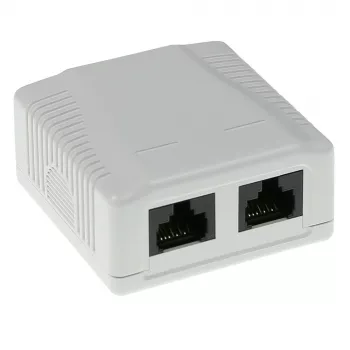 Aufputzgehäuse, 2-Port, CAT6, ungeschirmt, ACT FA6002, 29×61×29,5 mm
