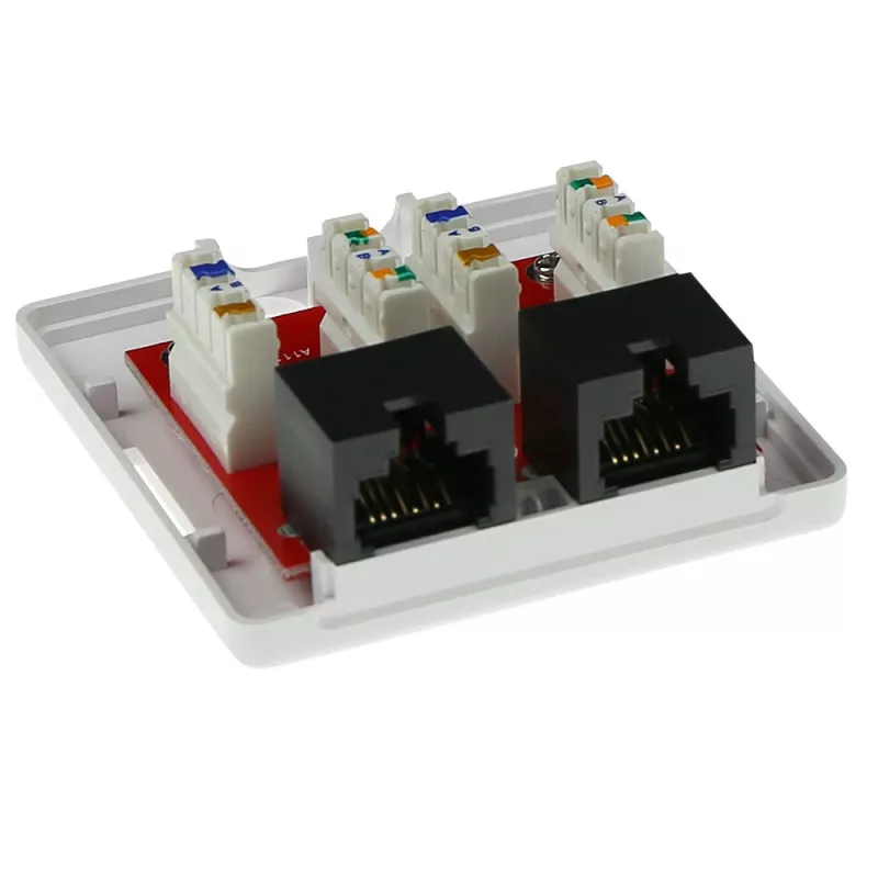 Aufputzgehäuse, 2-Port, CAT6, ungeschirmt, ACT FA6002, 29×61×29,5 mm