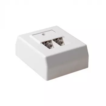 Aufputz-Abschirmdose, 2-Port, ACT CAT5E, Abmessungen 64,9×80×32,8 mm