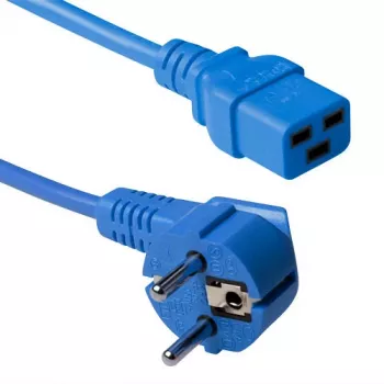 ACT Netzkabel CEE 7/7 Stecker (gewinkelt) - C19 blau 1,8 m