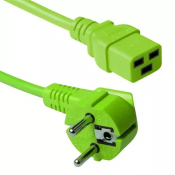 ACT Powercord Netzkabel CEE 7/7 Stecker (gewinkelt) - C19 grün 0,6 m