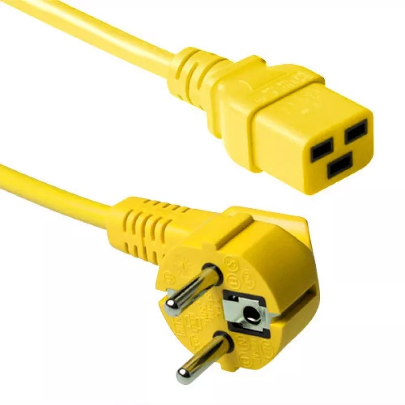 ACT Netzkabel CEE 7/7 Stecker (gewinkelt) - C19 gelb 1,8 m