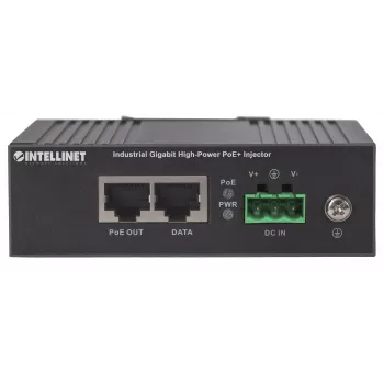 Intellinet Industrial Gigabit High-Power PoE+ Injektor, 1 x 30 W Port, IEEE 802.3at/af Power over Ethernet (PoE+/PoE), Metallgehäuse