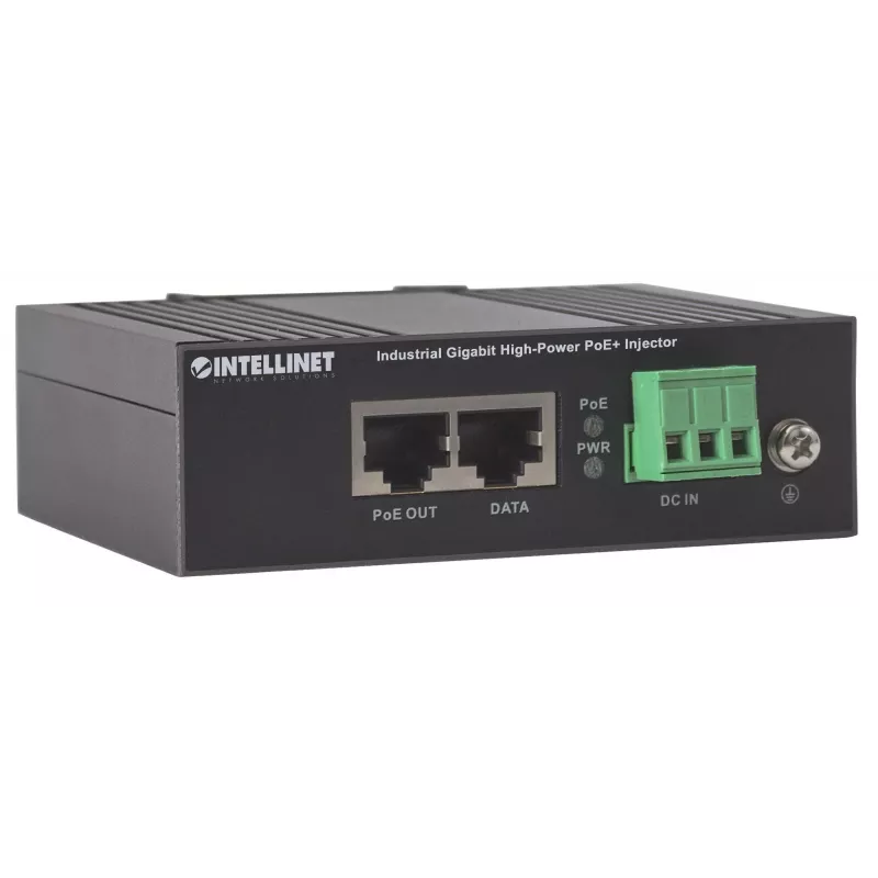 Intellinet Industrial Gigabit High-Power PoE+ Injektor, 1 x 30 W Port, IEEE 802.3at/af Power over Ethernet (PoE+/PoE), Metallgehäuse