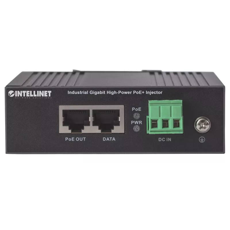 Intellinet Industrial Gigabit High-Power PoE+ Injektor, 1 x 30 W Port, IEEE 802.3at/af Power over Ethernet (PoE+/PoE), Metallgehäuse