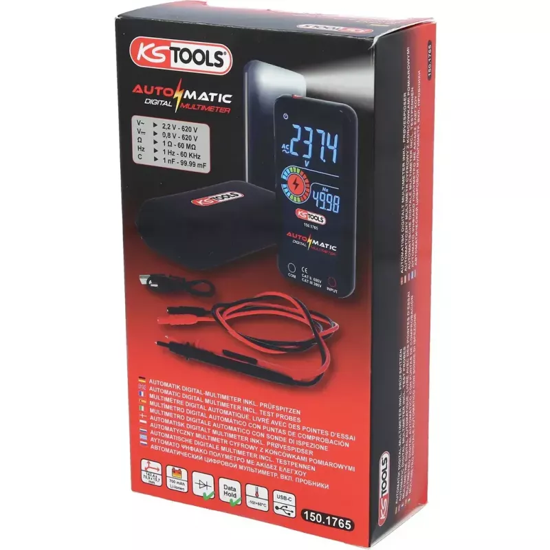 KS Tools 150.1765 automatisches Digitalmultimeter mit Messleitungen