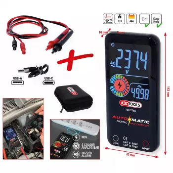 KS Tools 150.1765 automatisches Digitalmultimeter mit Messleitungen