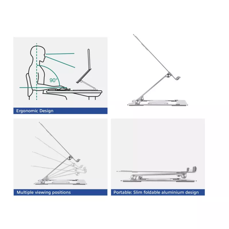 Laptopständer ACT AC8135 Aluminium grau stufenlos höhenverstellbar