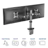 ACT Dual-Monitorarm Büro silber Klemme/Tischdurchführung 18 kg 17-32 Zoll