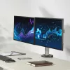 ACT Dual-Monitorarm Büro silber Klemme/Tischdurchführung 18 kg 17-32 Zoll