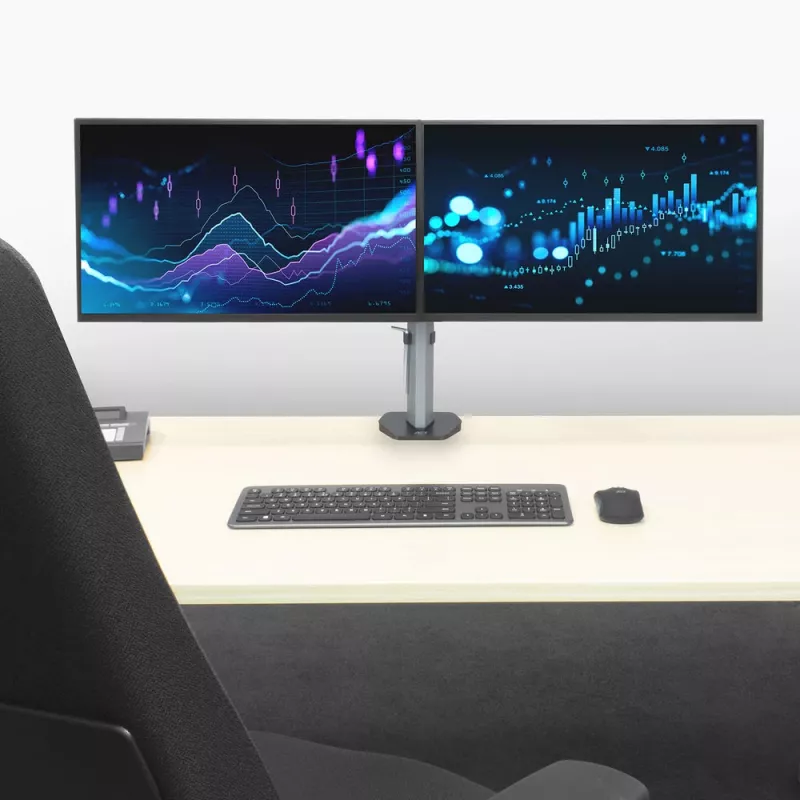 ACT Dual-Monitorarm Büro silber Klemme/Tischdurchführung 18 kg 17-32 Zoll