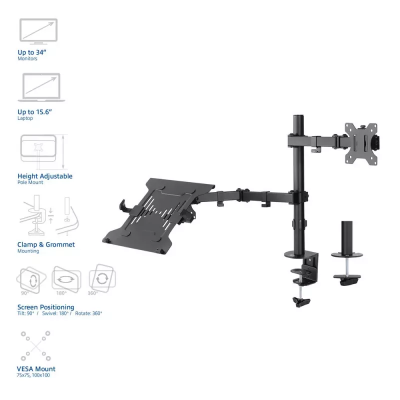 Laptop- und Monitorarm ACT AC8305 Höhenverstellung 0-450 mm