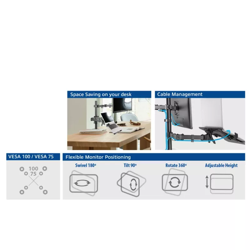 Laptop- und Monitorarm ACT AC8305 Höhenverstellung 0-450 mm