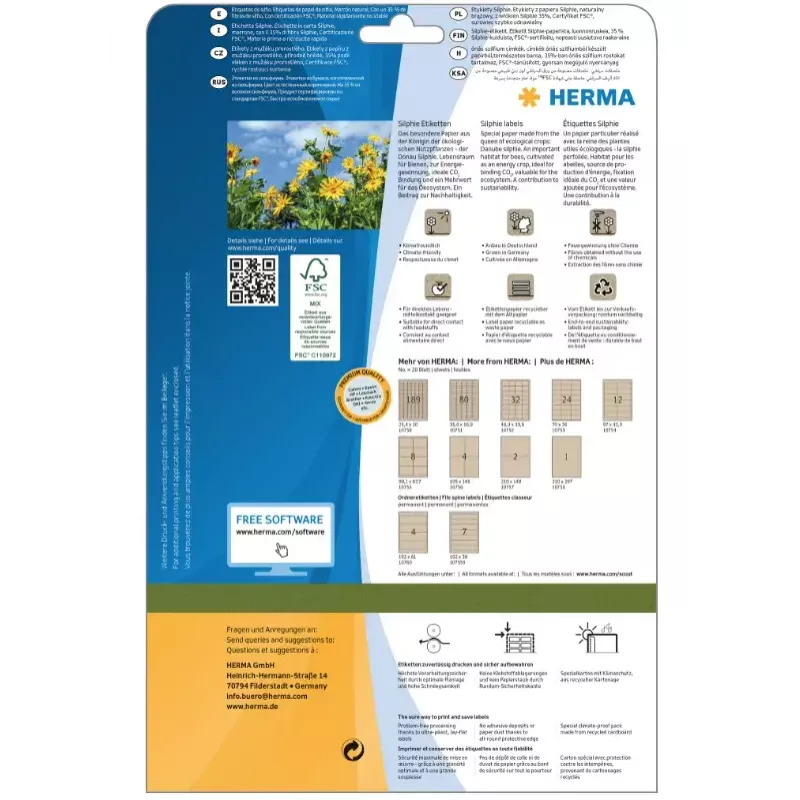 Selbstklebeetiketten HERMA 10750 Rechteckig Permanent Braun 3780 Stück