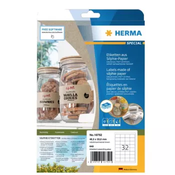 Selbstklebe-Etikett HERMA 10752 Rechteck Permanent Braun 640 Stück