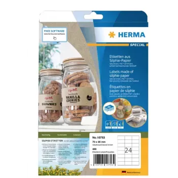 HERMA 10753 selbstklebendes Etikett Rechteck Permanent Braun 480 Stück