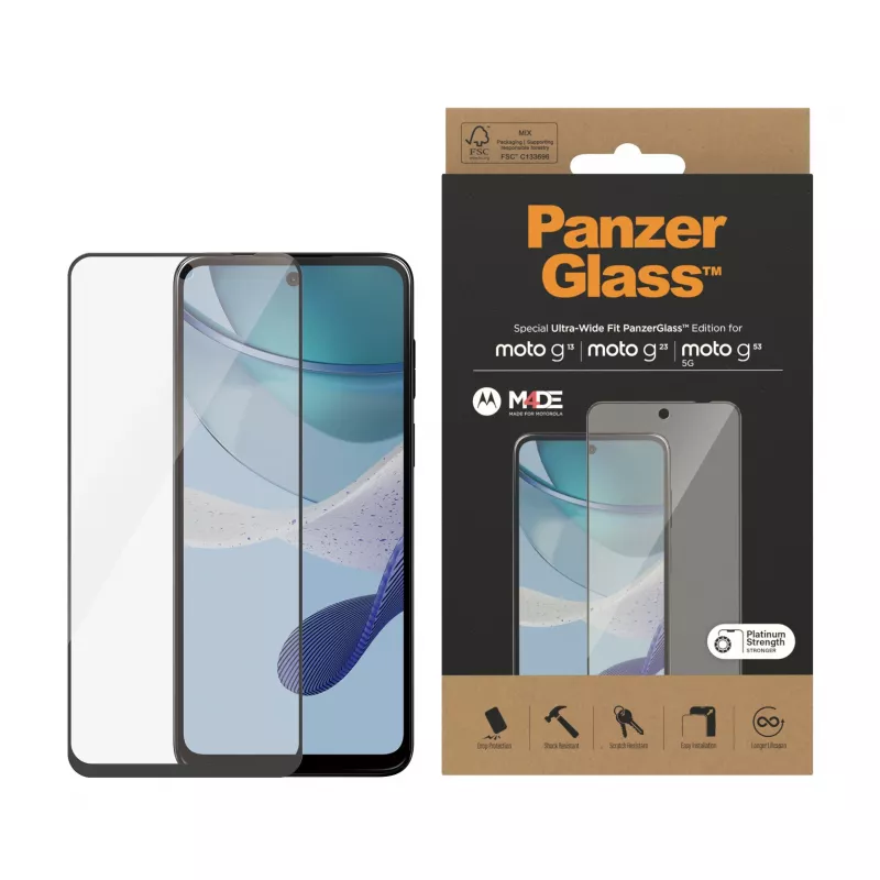 Bildschirmschutz PanzerGlass Motorola moto g13 g23 g53 5G Ultra-Wide Fit kratzfest stoßfest