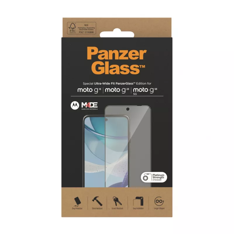 Bildschirmschutz PanzerGlass Motorola moto g13 g23 g53 5G Ultra-Wide Fit kratzfest stoßfest