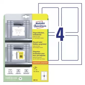 Avery Placard Label Holders Hellgrau Selbstklebend A4 80 Etiketten