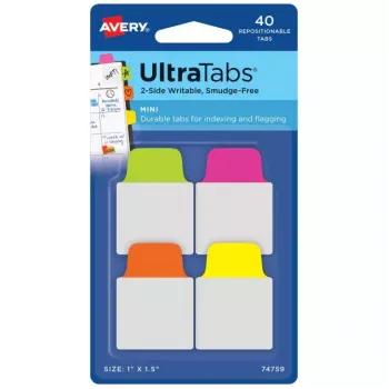 Blank-Registerreiter Avery Ultra Tabs 74759 Grün Orange Pink Gelb