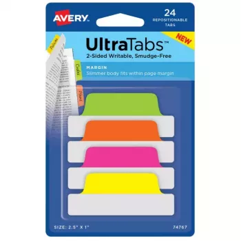 Blanko-Registerreiter Avery Ultra Tabs Grün Orange Pink Gelb 74767
