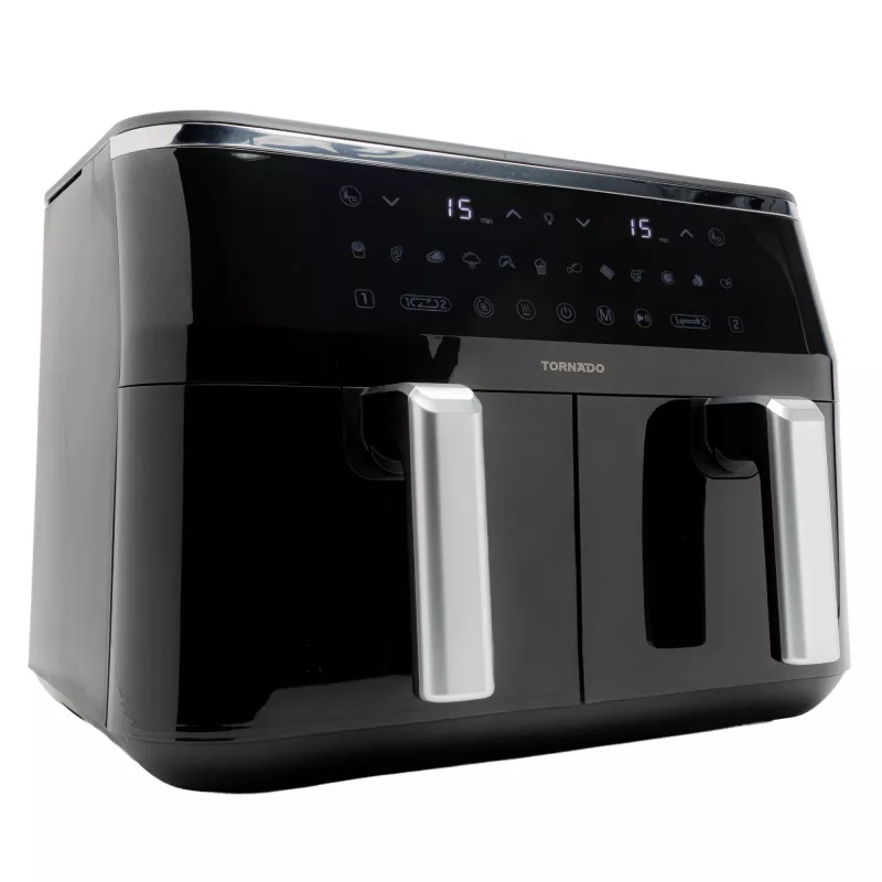 TORNADO TAFT-1000-GS | Doppel-Heißluftfritteuse 9L, Heißluftfritteuse, 9 L, 60 °C, 200 °C, 12 Personen, 540 min