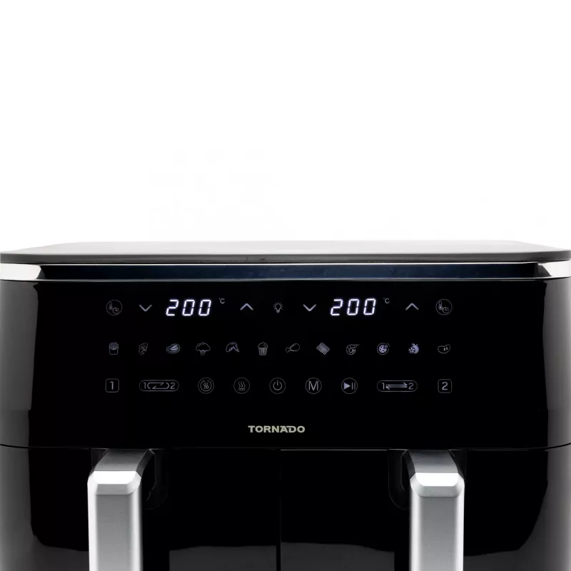 TORNADO TAFT-1000-GS | Doppel-Heißluftfritteuse 9L, Heißluftfritteuse, 9 L, 60 °C, 200 °C, 12 Personen, 540 min