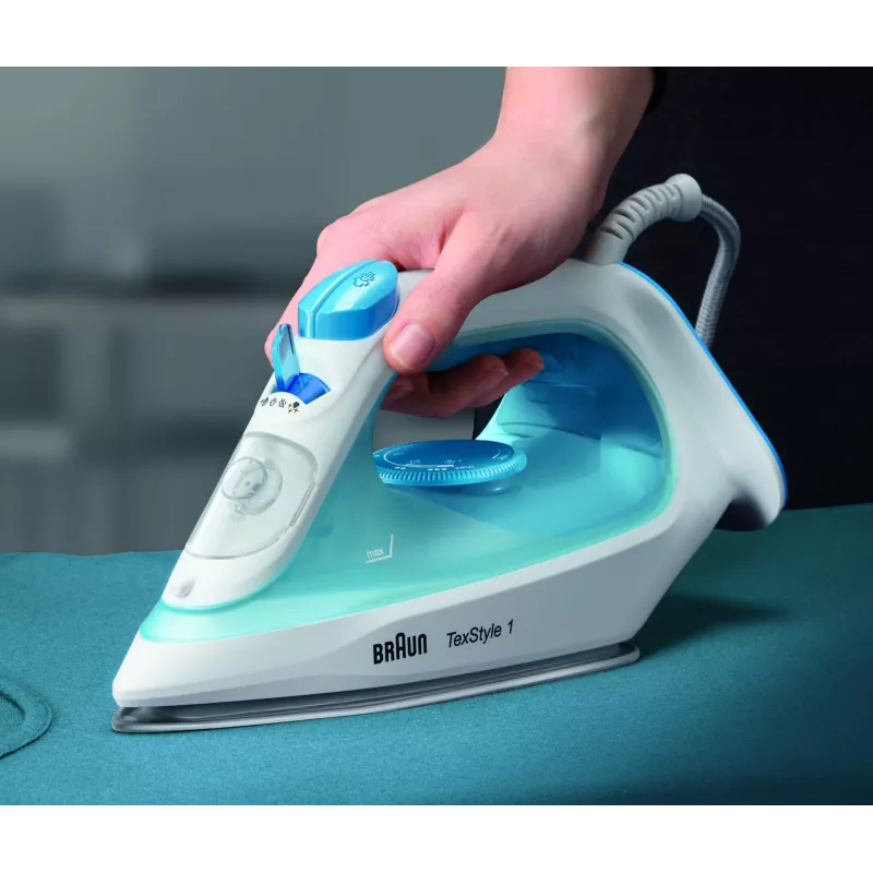 Braun TexStyle 1 SI1050BL Dampfbügeleisen Keramik-Bügelsohle 2000 W Blau, Weiß