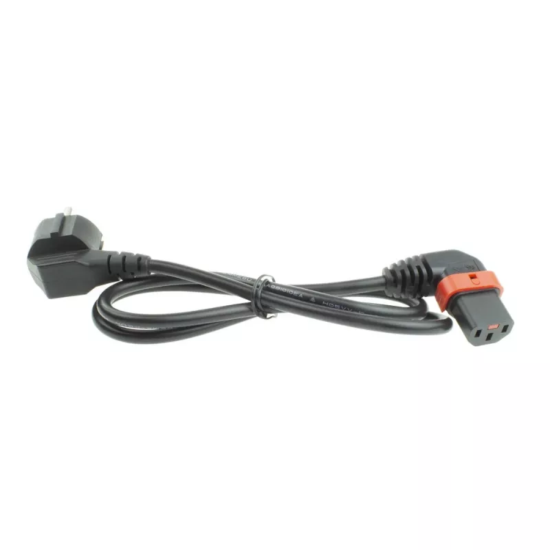 ACT Netzkabel CEE 7/7 Stecker (abgewinkelt) - C13 IEC Lock (links abgewinkelt) schwarz 1 m, EL447S
