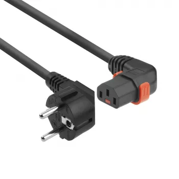 ACT Netzkabel CEE 7/7 Stecker (gewinkelt) - C13 IEC Lock (rechts gewinkelt) schwarz 2 m, EL450S