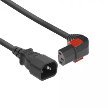 ACT Netzkabel C14 - C13 IEC Lock (abgewinkelt) schwarz 3 m, PC2052