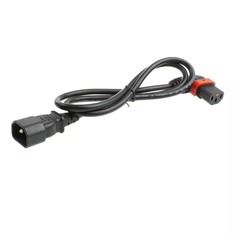 ACT Stromkabel C14 - C13 IEC Lock (links abgewinkelt) schwarz 1 m, PC2042