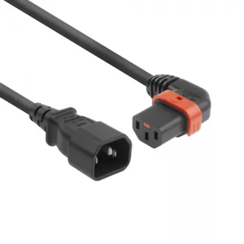 ACT Powercord C14 - C13 IEC Lock (links abgewinkelt) schwarz 2 m, PC2046