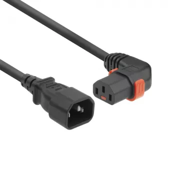 ACT Netzkabel C14 - C13 IEC Lock (abgewinkelt) schwarz 3 m, PC2049