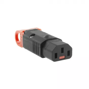 ACT C13 IEC Lock+ wiederanschließbar schwarz, PA130100BK, C13, Schwarz, Rot, Buchse, Gerade, Nylon, 1,5 mm²