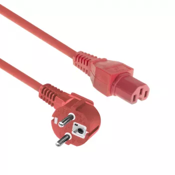 ACT Netzkabel Hauptanschluss CEE 7/7 Stecker (gewinkelt) – C15 rot 1,5 m