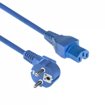 ACT Netzkabel CEE 7/7 Stecker gewinkelt C15 blau 1,5 m 230V 10A