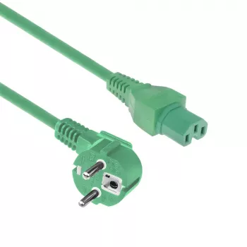 ACT Powercord Netzkabel CEE 7/7 Stecker (gewinkelt) - C15 grün 1,5 m