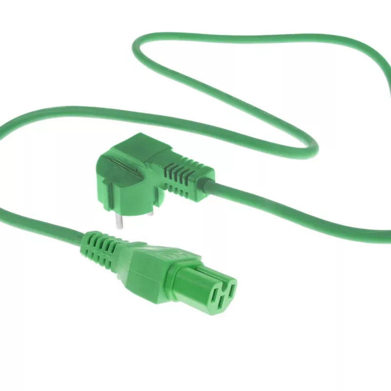 ACT Powercord Netzkabel CEE 7/7 Stecker (gewinkelt) - C15 grün 1,5 m