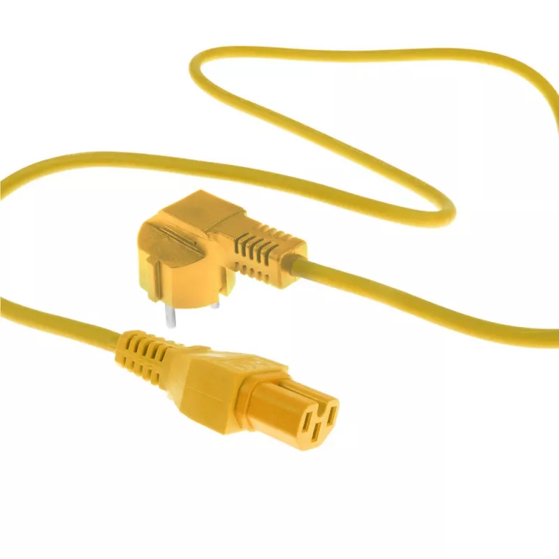 ACT Netzkabel Netzstecker CEE 7/7 Stecker (gewinkelt) - C15 gelb 1,5 m