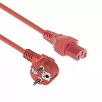 ACT Netzkabel Schutzkontaktstecker CEE 7/7 Stecker gewinkelt C15 rot 1 m 250 V 10 A