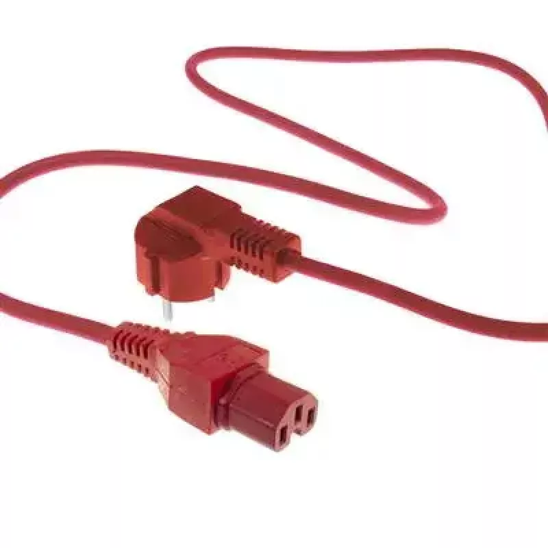 ACT Netzkabel CEE 7/7 Stecker abgewinkelt C15 rot 2 m 250 V 10 A