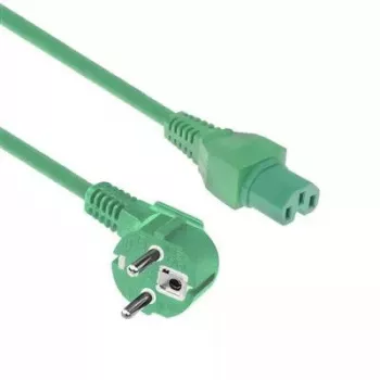 ACT Powercord Netzkabel CEE 7/7 Stecker abgewinkelt C15 grün 1 m 250 V 10 A