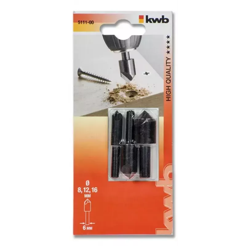 Senkbohrer KWB 511100 3 Stück für Metall Holz