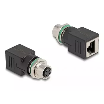 DeLOCK M12 Adapter A-kodiert 8-polige Buchse auf RJ45-Buchse gerade