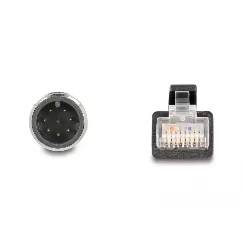 Netzwerkkabel DeLOCK M12 Adapterkabel A-kodiert 8-polig Stecker auf RJ45 Stecker 50 cm