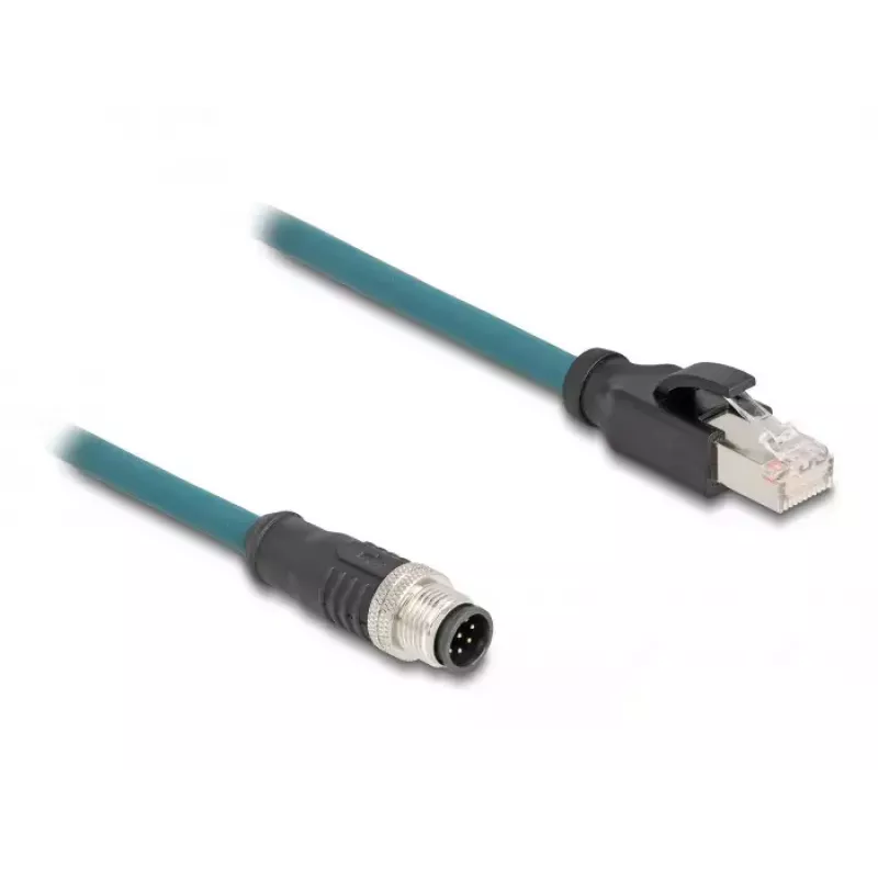 Netzwerkkabel DeLOCK M12 Adapterkabel A-kodiert 8-polig Stecker auf RJ45 Stecker 50 cm