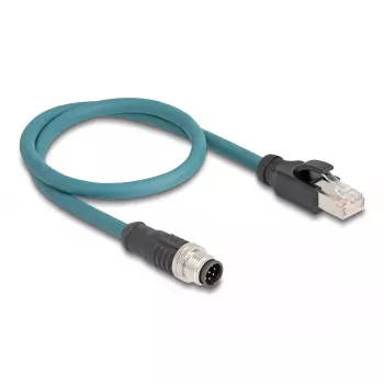 Netzwerkkabel DeLOCK M12 Adapterkabel A-kodiert 8-polig Stecker auf RJ45 Stecker 50 cm