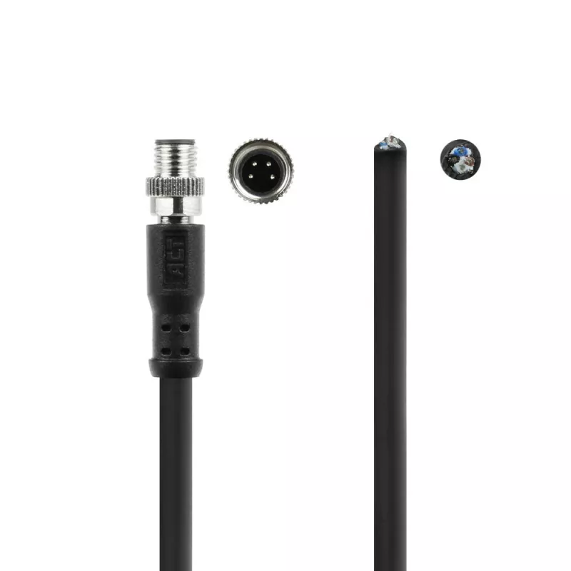 ACT Industrial 5,00 Meter Sensorkabel M8A 4-polig Stecker auf offenes Ende, Ultraflex Xtreme TPE Kabel, geschirmt
